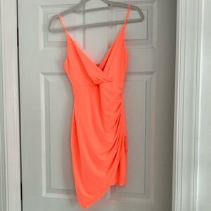 Superdown Coral Asymmetrical Ruched Cocktail Dress